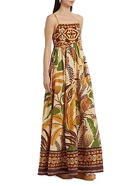 Foliage Sketch Cotton-Blend Maxi Dress