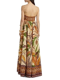 Foliage Sketch Cotton-Blend Maxi Dress