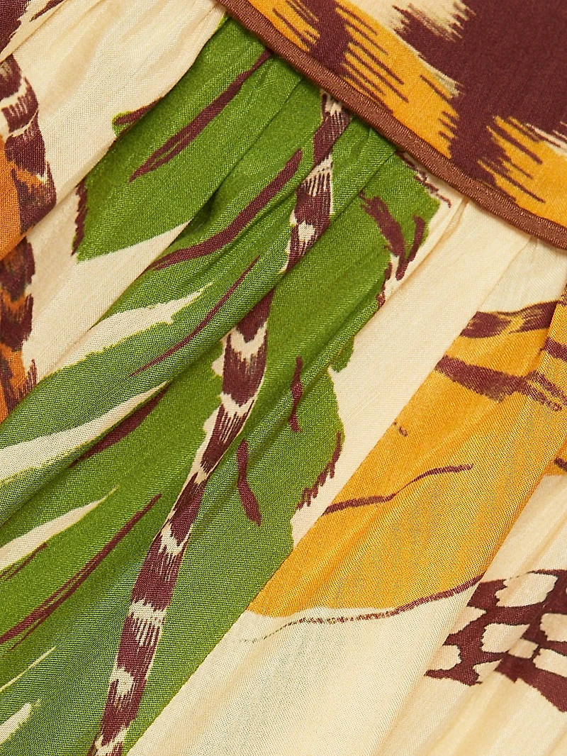Foliage Sketch Cotton-Blend Maxi Dress