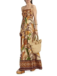 Foliage Sketch Cotton-Blend Maxi Dress