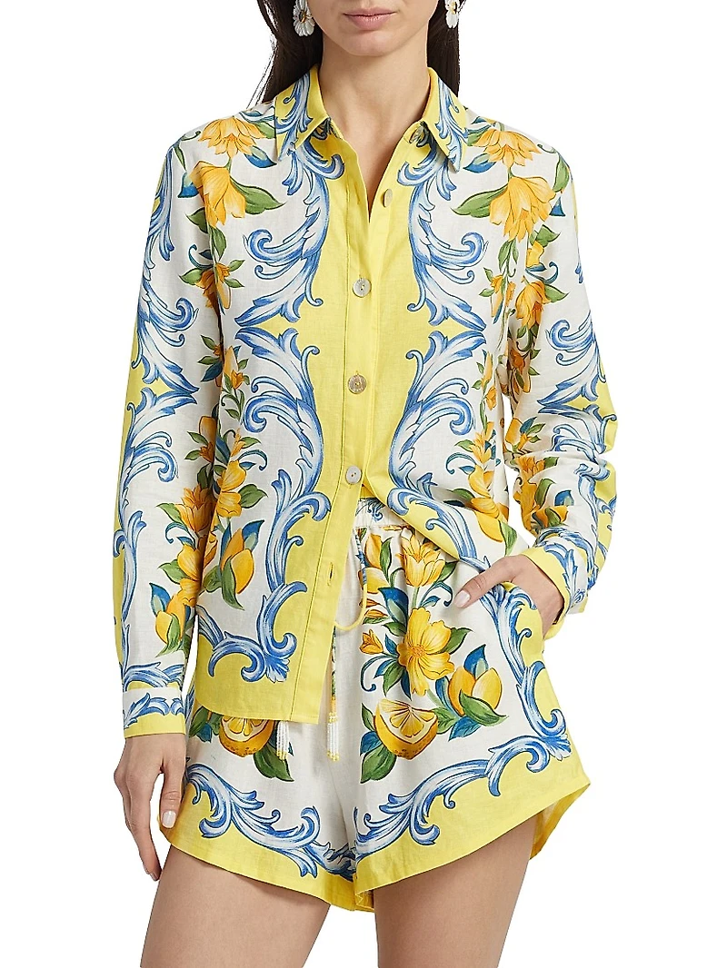 Sicily Scarf Linen-Blend Shirt