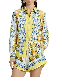 Sicily Scarf Linen-Blend Shirt