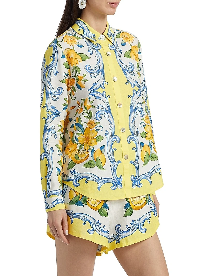 Sicily Scarf Linen-Blend Shirt