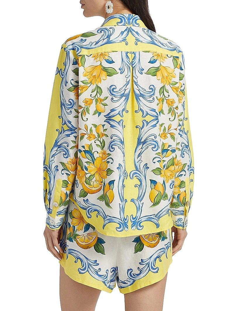 Sicily Scarf Linen-Blend Shirt