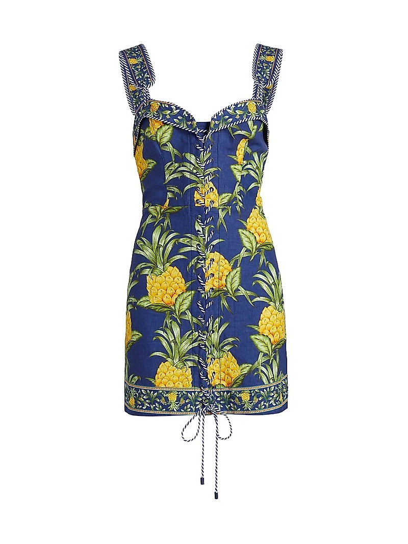 Delicate Pineapple Lace-Up Minidress