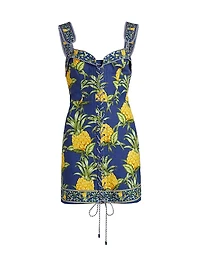 Delicate Pineapple Lace-Up Minidress