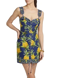 Delicate Pineapple Lace-Up Minidress