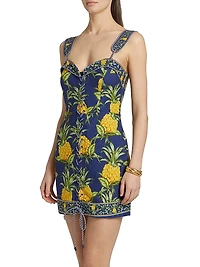 Delicate Pineapple Lace-Up Minidress