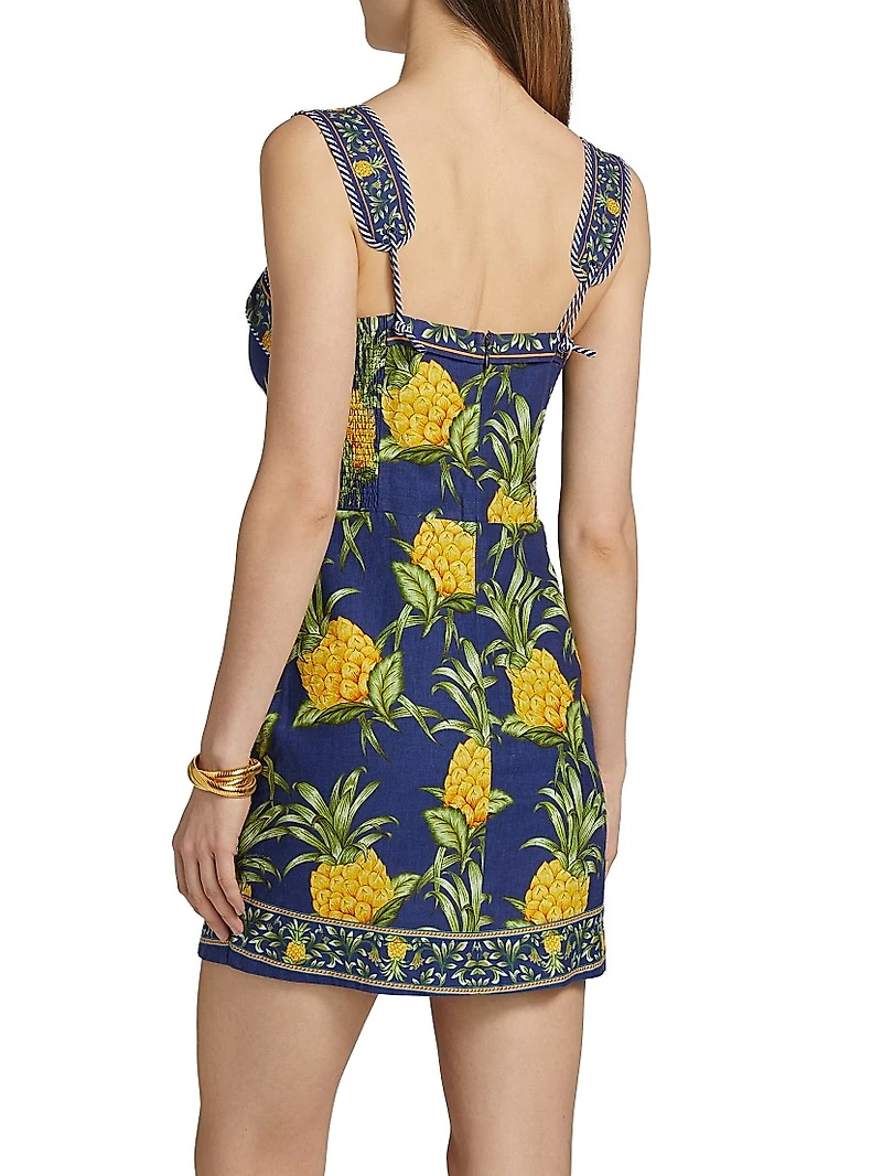 Delicate Pineapple Lace-Up Minidress