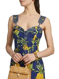 Delicate Pineapple Lace-Up Minidress