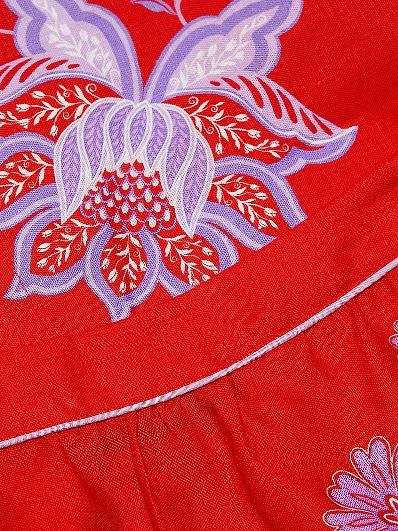 Porcelain Garden Linen Midi-Skirt