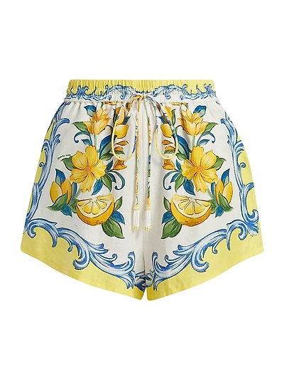 Sicily Scarf Linen-Blend Shorts