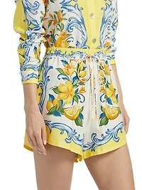 Sicily Scarf Linen-Blend Shorts