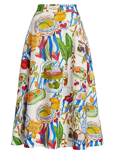 Fresh Table Linen-Blend Midi-Skirt