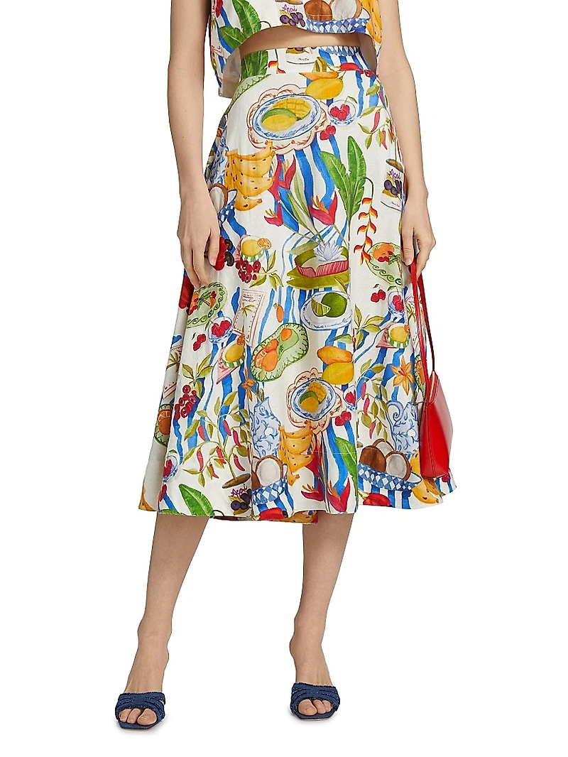 Fresh Table Linen-Blend Midi-Skirt