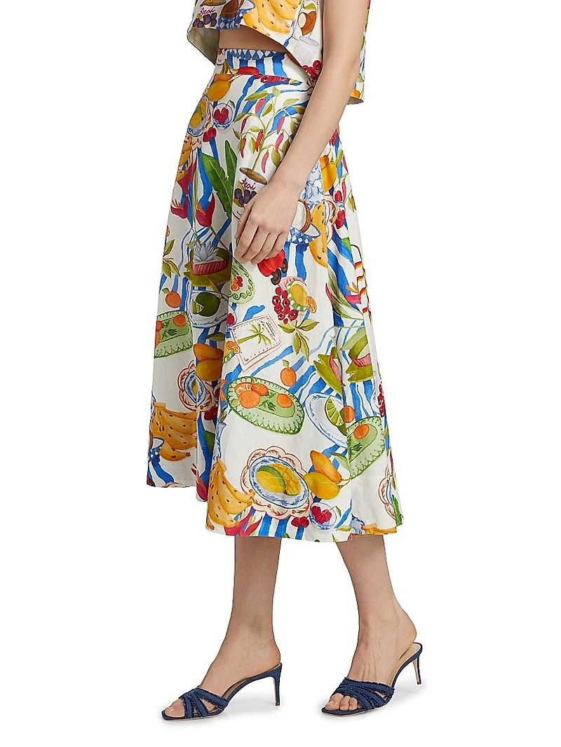 Fresh Table Linen-Blend Midi-Skirt