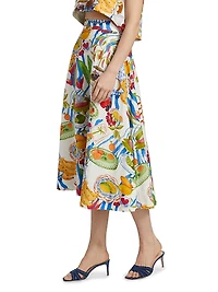 Fresh Table Linen-Blend Midi-Skirt