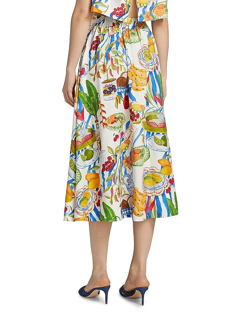 Fresh Table Linen-Blend Midi-Skirt