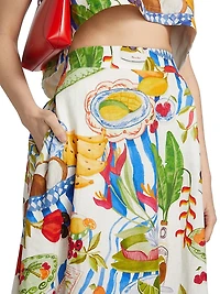 Fresh Table Linen-Blend Midi-Skirt