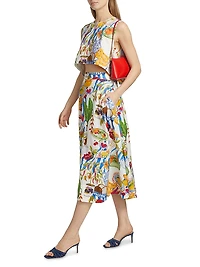 Fresh Table Linen-Blend Midi-Skirt