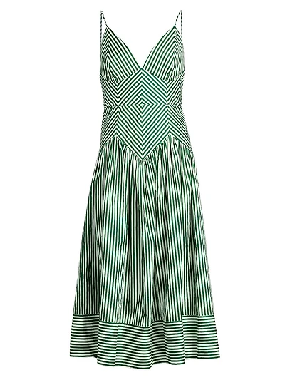 Striped Sleeveless Midi-Dress