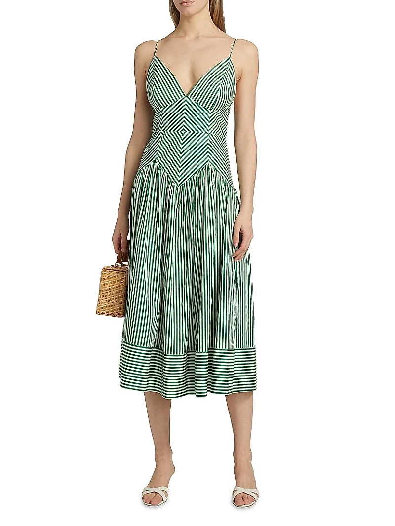 Striped Sleeveless Midi-Dress