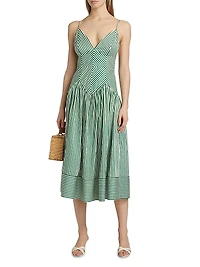 Striped Sleeveless Midi-Dress