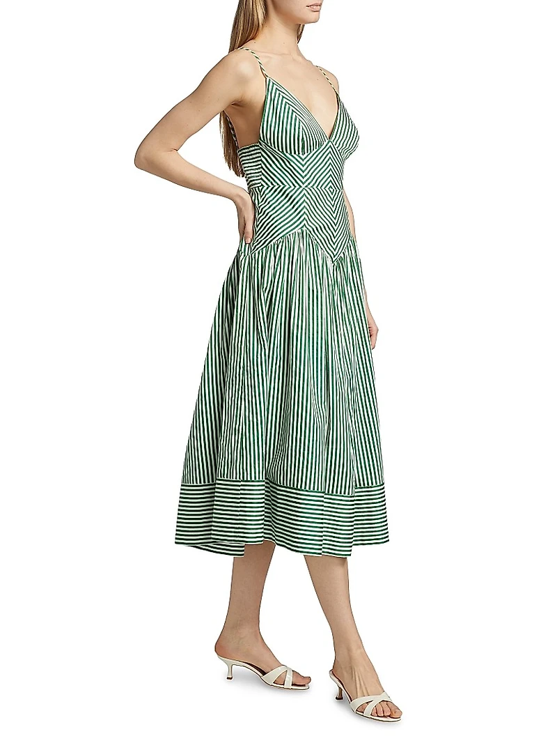 Striped Sleeveless Midi-Dress