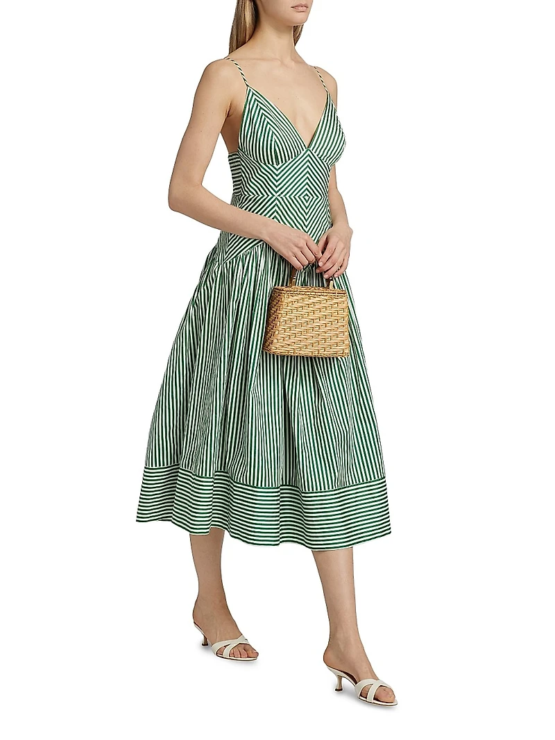 Striped Sleeveless Midi-Dress