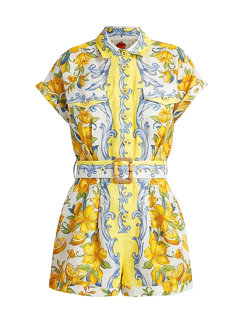 Sicily Floral Linen Romper