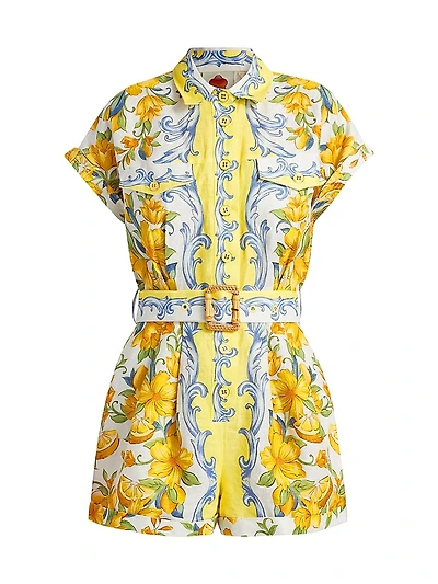 Sicily Floral Linen Romper
