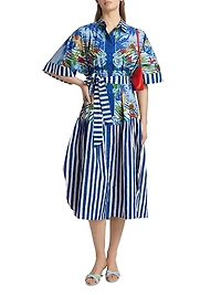 Fresh Table Scarf-Printed Cotton Shirtdress