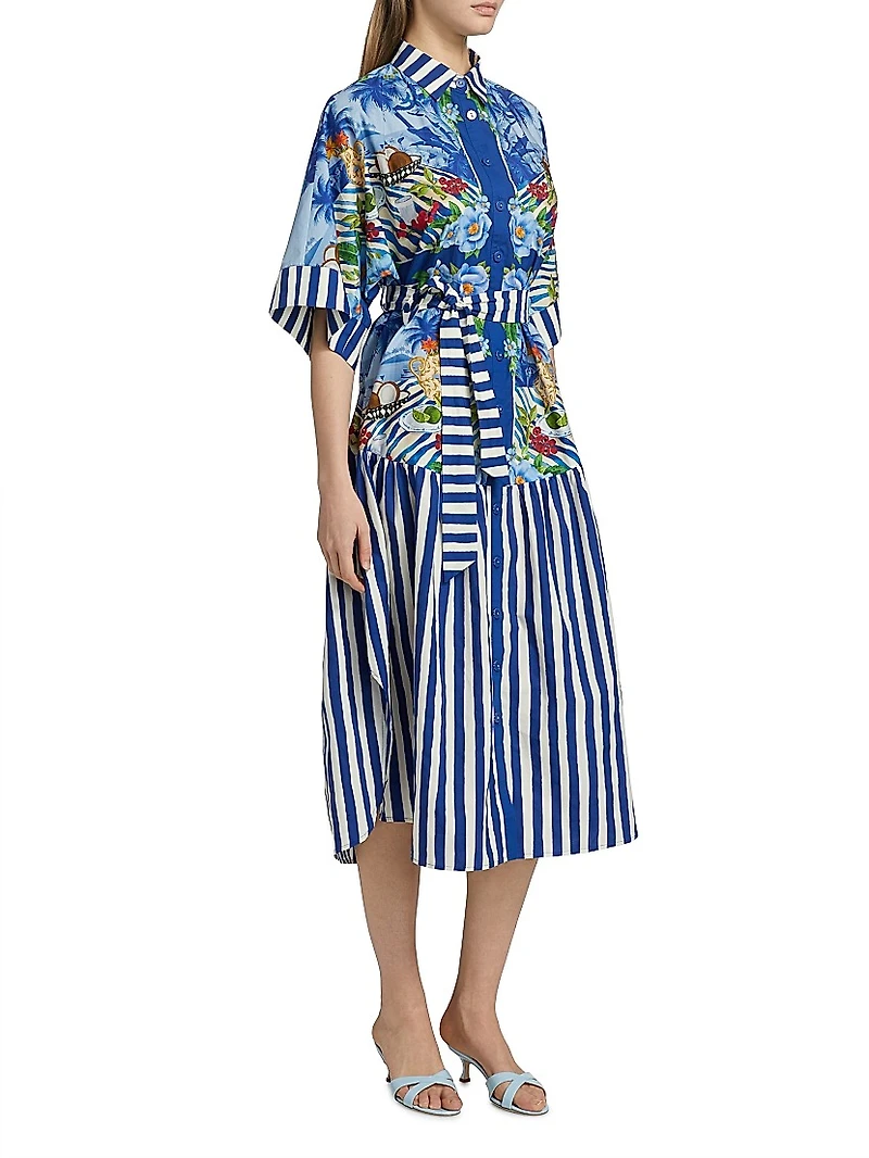 Fresh Table Scarf-Printed Cotton Shirtdress
