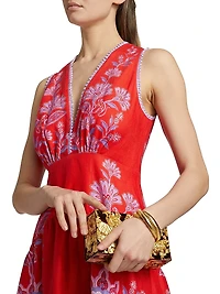 Porcelain Garden Linen Midi-Dress