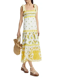 Sicily Richelieu Sleeveless Midi-Dress