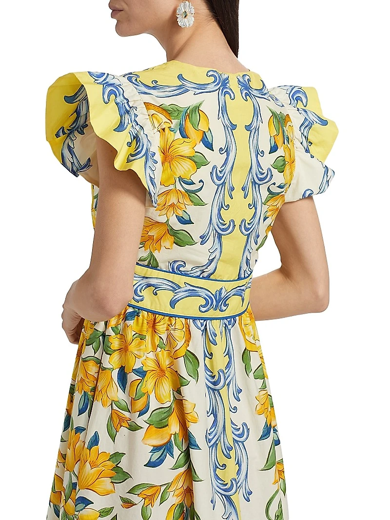 Sicily Scarf Cotton Flutter Maxi Dress
