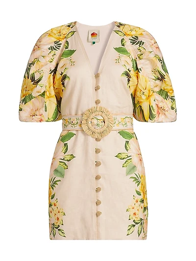 Garden Cascade Sand Miniidress