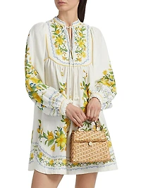 Sicily Floral Linen-Blend Minidress