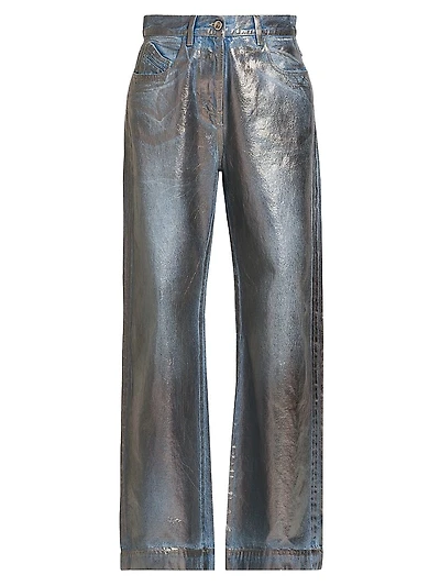 Laminated Mid-Rise Straight Jeans