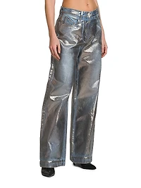 Laminated Mid-Rise Straight Jeans