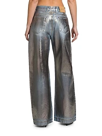 Laminated Mid-Rise Straight Jeans