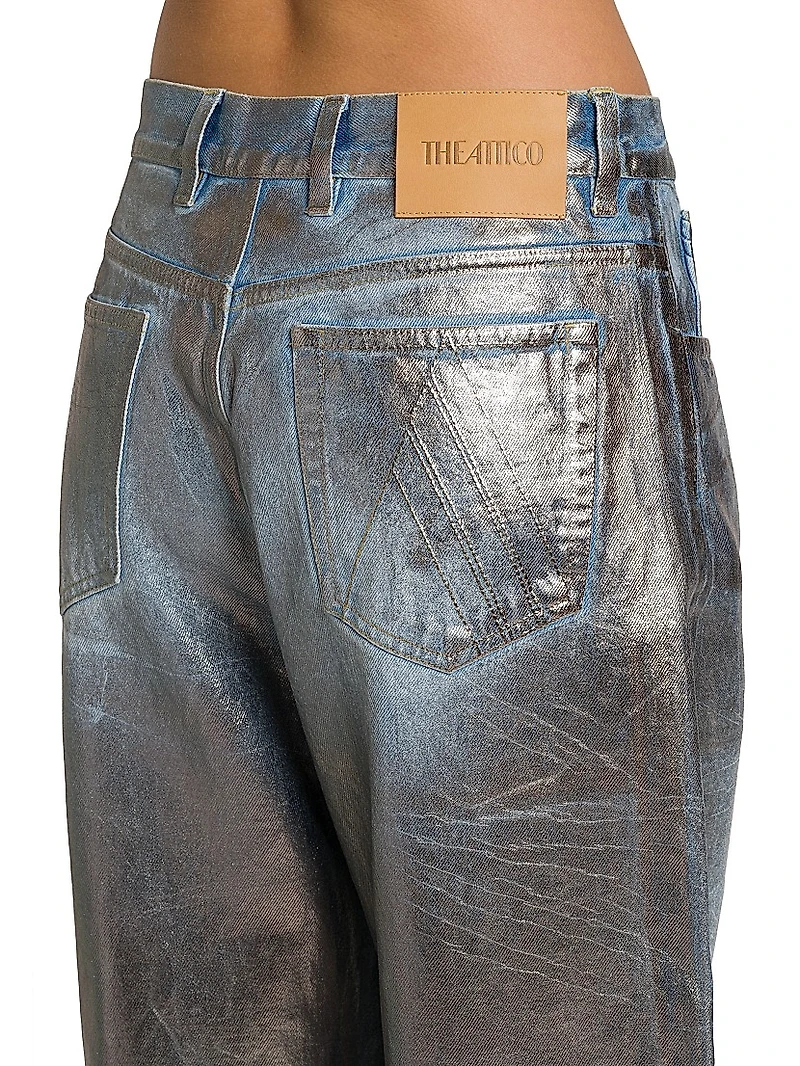 Laminated Mid-Rise Straight Jeans