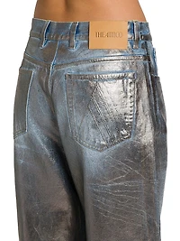 Laminated Mid-Rise Straight Jeans