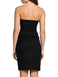Stretch Wool Gabardine Strapless Minidress