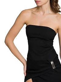 Stretch Wool Gabardine Strapless Minidress