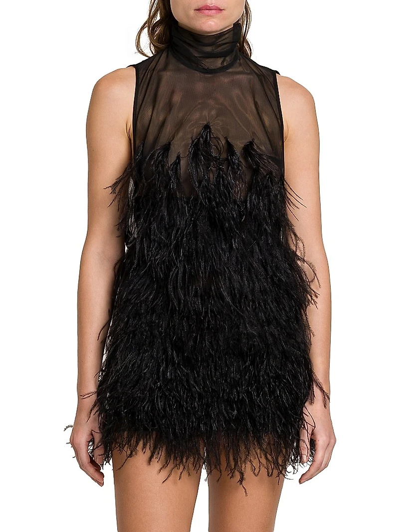 Feather Tulle Minidress
