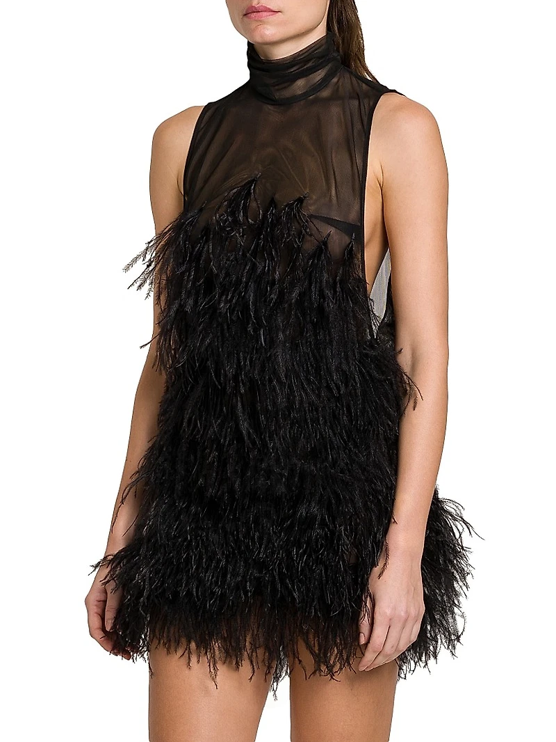 Feather Tulle Minidress