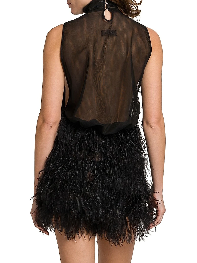 Feather Tulle Minidress