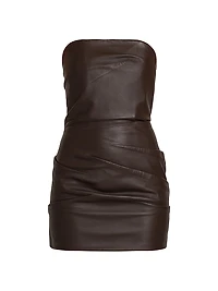 Leather Strapless Minidress