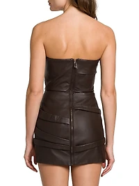 Leather Strapless Minidress